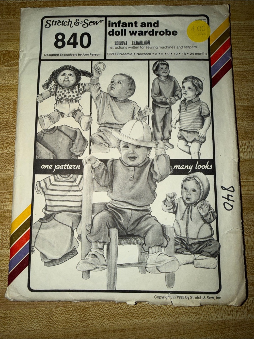1985 Infant and Doll Wardrobe Pattern - Stretch & Sew crafting hobby